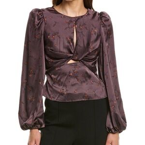 ASTR The Label Balloon Sleeve Twist Floral Top Sz M Floral Peasant Dark Romantic